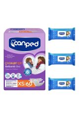 Canped Belbantlı Hasta Bezi Extra Küçük (xs) 60 Adet + Vücut Temizleme Mendili 3 Paket
