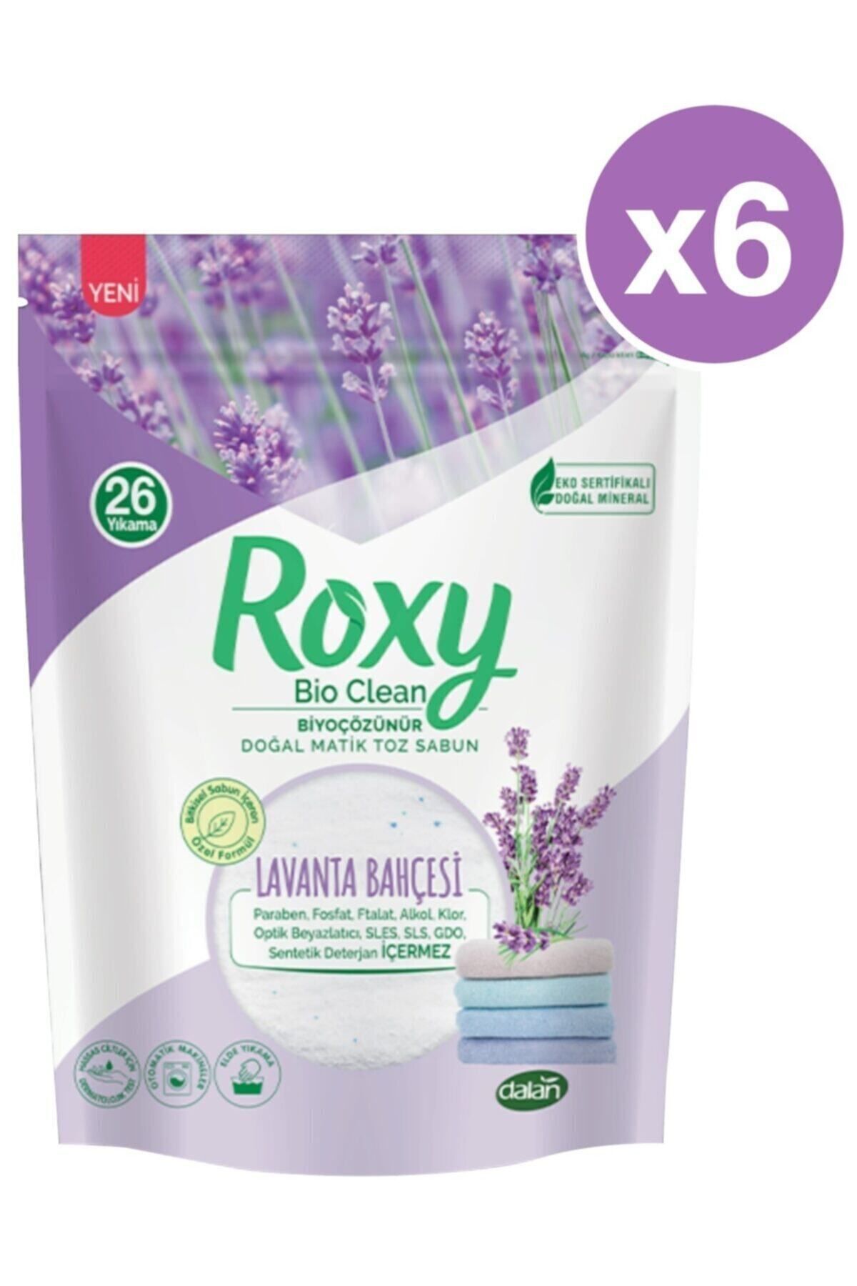 Roxy Roxy Bio Clean Lavanta Bahçesi Toz Sabun 800 Gr (26 Yıkama) X 6 Adet