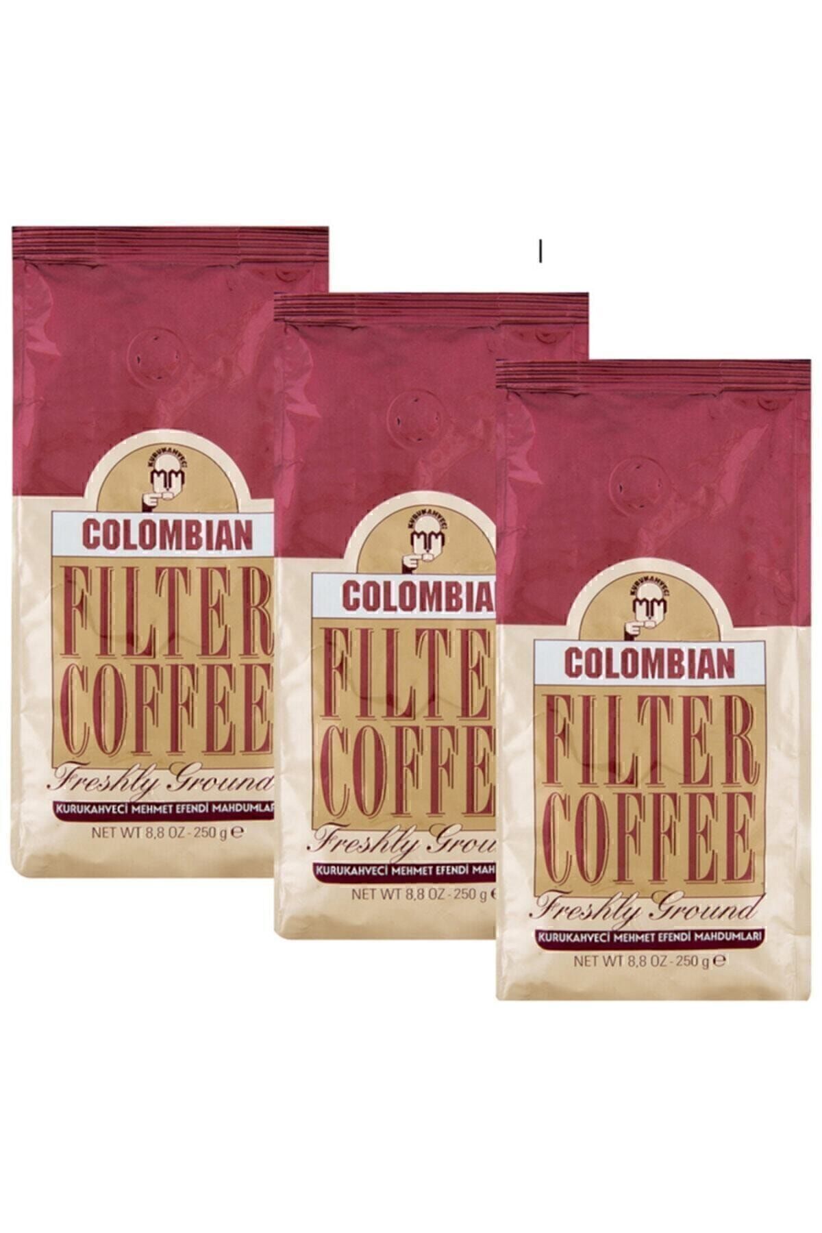 Mehmet Efendi 3'lü Set Kurukahveci Colombian Filtre Kahve 250 G x 3 Paket