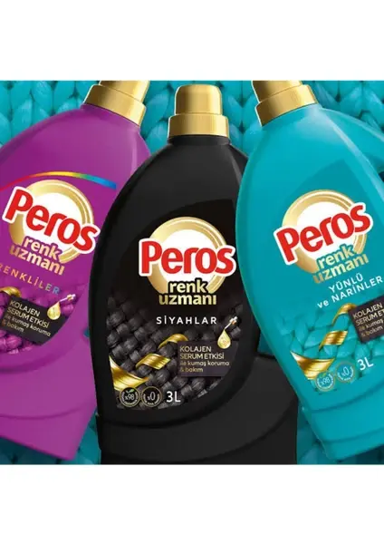 Peros RENK UZMANI SIVI ÇAMAŞIR (BAKIM) DETARJANI SİYAHLAR - RENKLİLER - BAKIM YÜNLÜ NARİNLER SET